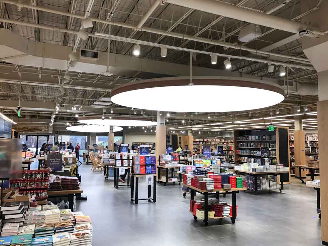 Barnes and Noble Circular Suspended Lightboxes