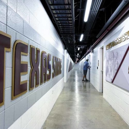 Texas State University Hallway Signage