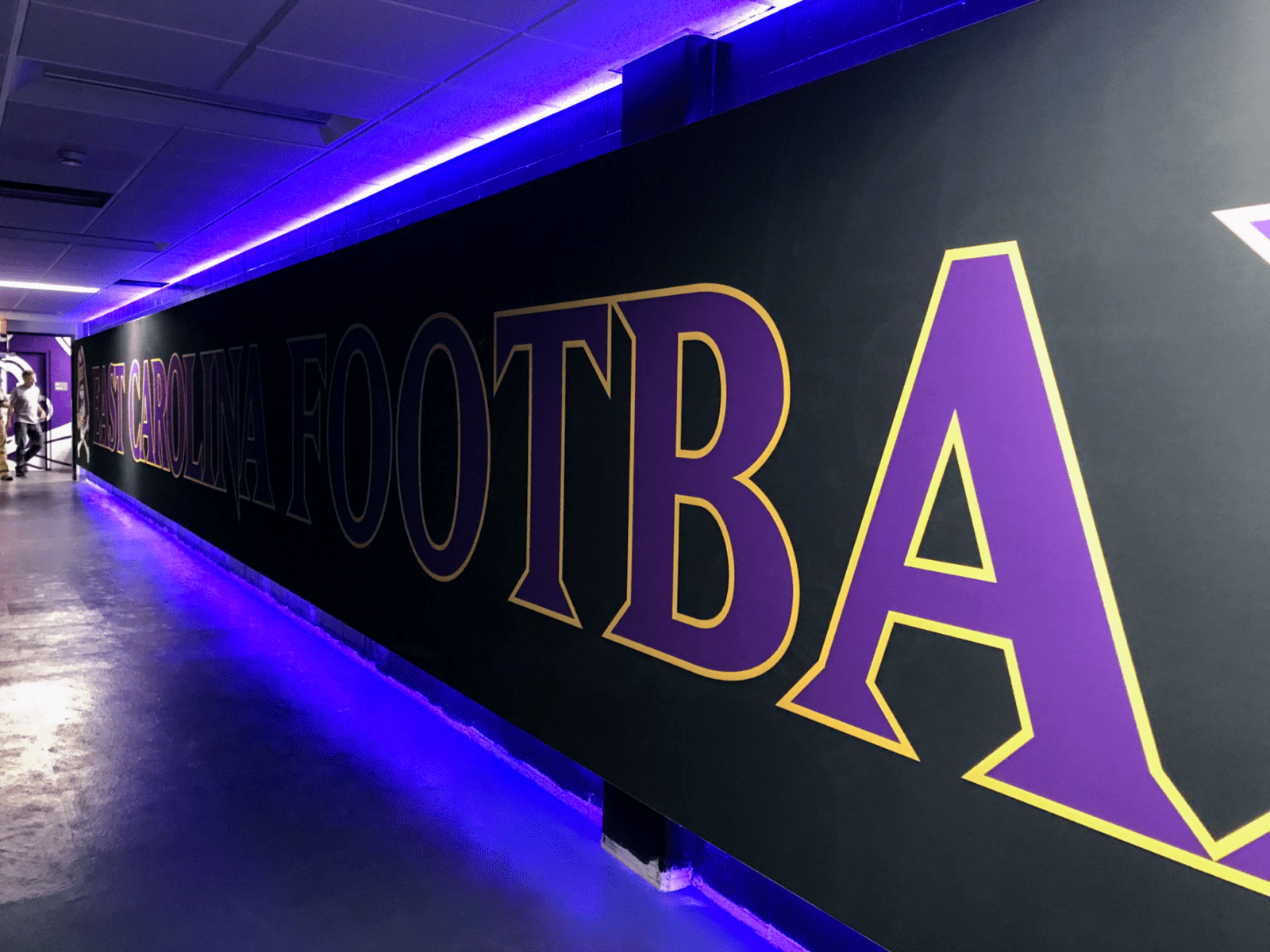 East Carolina Football Mural (2) East Carolina RGBW Halo Lit Wall-Mounted Mural that spans 40 feet