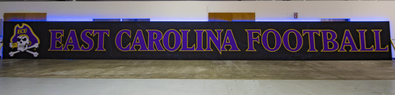 East Carolina Football Mural (4) East Carolina RGBW Halo Lit Wall-Mounted Mural that spans 40 feet