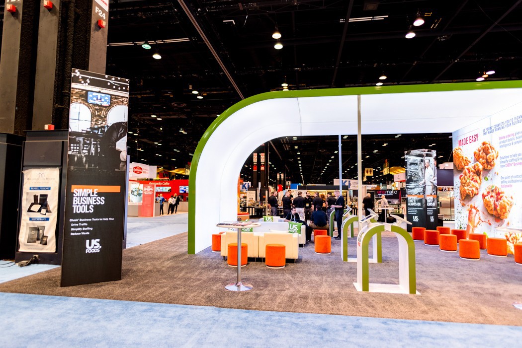 US-Foods-NRA-Show-14 US Foods National Restaurant Association trade show booth with products, live panel discussions, and interactive exhibits