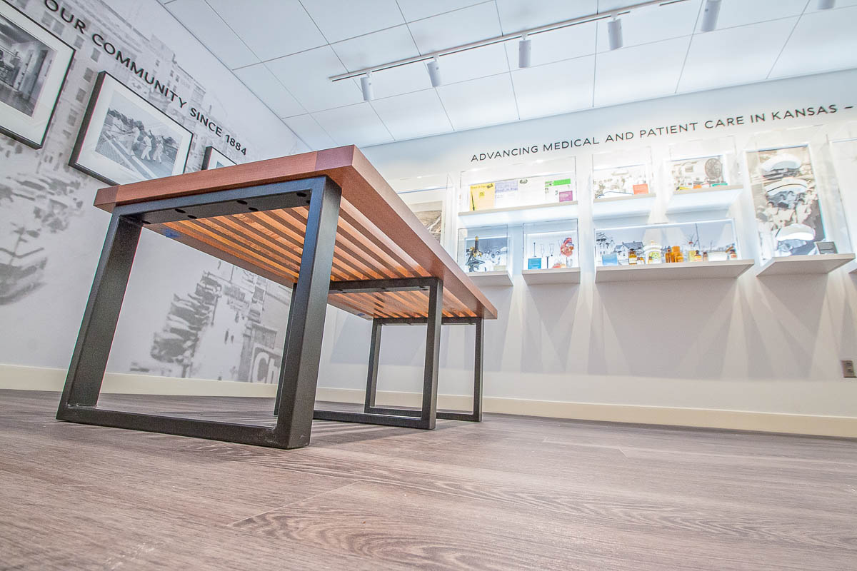 Stormont Vail Hospital Museum 5 Bench and vitrine display wall